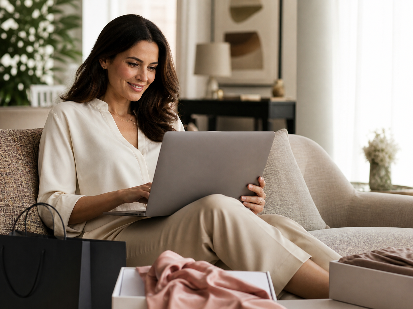 Mujer comprando online en una tienda de moda